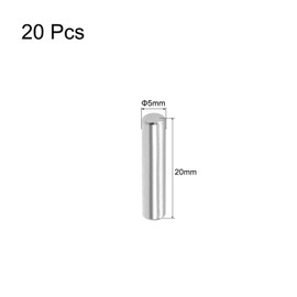 TOP-VIGOR 20Pcs 5mm x 20mm Dowel Pin Shelf Support Pegs, 304 Stainless Steel Cylindrical Shelf Support Pin Fasten Elements Silver Tone