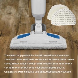 I clean 8 Packs Bissell Steam Mop Pads Replacement for 1940 1440 1544 1806 2075 Series,Compatible with Bissell 19402 19404 19408 19409 1940A 1940F 1940Q 1940T 1940W B0006 B0017, Microfiber Washable