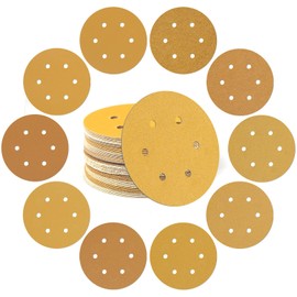50 Pack 150mm Hook and Loop Sanding Discs Orbital Sander Sandpaper - Assorted Grits (40,60,80,100,120,180,240,320,400,600 Grit) - Ideal for Orbital Sanders in Automotive and Woodworking