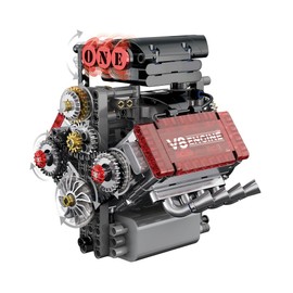 DUANT G8909 V8 Engine Building Blocks Set, Build Your Own STEM Mini V8 Engine Model, Mechanic Engineering Construction for Teens, Science Experiment Toy for Adults (478 PCS)