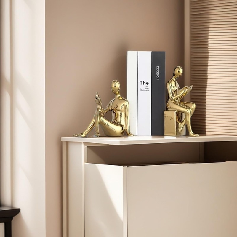 Decorative Bookends, Ceramic Book Ends for Shelves, Home Office Decor