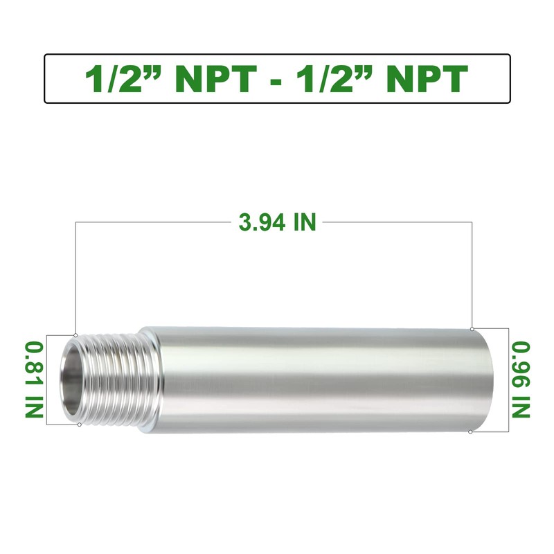 TAISHER 2PCS Stainless Steel Pipe Fittings, 1/2" NPT Male x