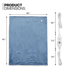 mollie Soft Flannel Heated Throw Blanket 45" x 60" 3 Heat Settings & 4 Hours Electric Blanket Machine-Washable Heated Blanket with Auto-Off Fast Heating Electric Heating Blanket, Sky Blue