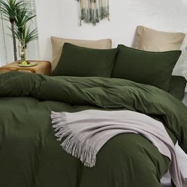 Forxiexie Army Green Comforter Set King Size Military Green Solid Color Bedding Comforter Set Soft Minimalist Design Dark Green Quilt Comforter for All Seasons Women Men Hunter Green Comforter
