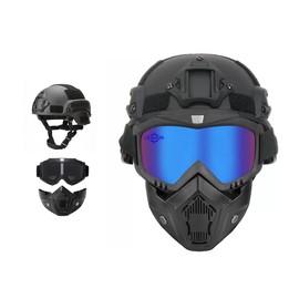 MICH Tactical Helmets with Detachable Face Mask Goggles for Airsoft, Paintball and Hunting - Perfect for Outdoor Activities
