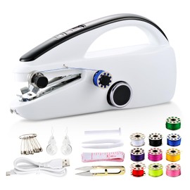 Mipepe Handheld Sewing Machine for Beginners, Adults, Portable Electric Small Mini Sewing Machine for Hemming, 2 Speed, Easy to Use, Heavy Duty Hemming Machine, Sewing Kit for DIY Home Quick Repairs