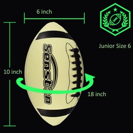 Senston Glow in The Dark Football Talla 6 - Fútbol de cuero brillante para jóvenes y jóvenes