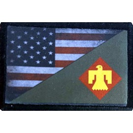 45th Infantry Division Thunderbird USA Flag Morale Patch. 2x3 Hook Patch. Redhaededtshirts Made in The USA