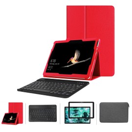 HANAIETTE [4 inch 1] ONN 100146660 Keyboard Case and Screen Protector Tempered Glass for ONN 11 inch Tablet Pro / 100146660 (2024 Model) (Red)