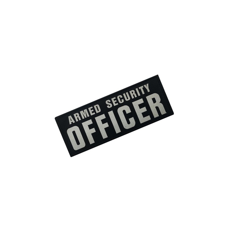 Armed Security Officer Reflective Patches with Hook and Loop Backing,