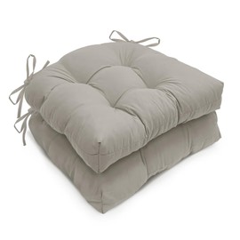 Jaysydd 2 Pack Waterproof Outdoor Chair Cushions, Thick Tufted U-Shaped Seat Cushions with Adjustable Ties for Garden Chairs, Patio Furniture, 19x19x4.5 Inches