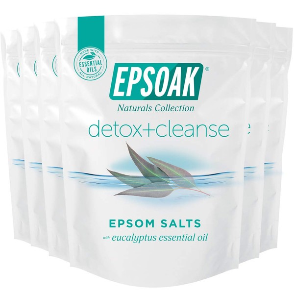 Epsoak Epsom Salt Detox + Cleanse - 12 lbs. (Qty. 6 x 2 lb. Bags) Bath Salts with Natural Essential Oils