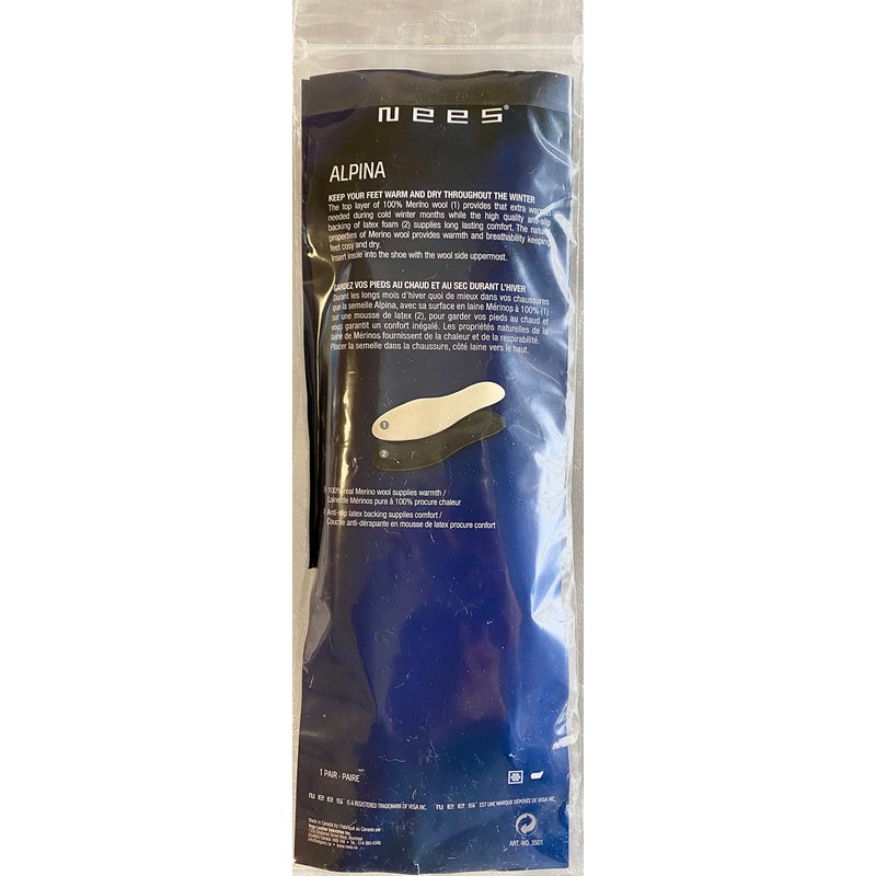 Alpina Men's 100% Real Lambswool with Latex Underside Warm Insoles