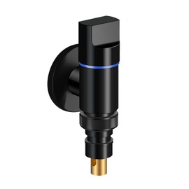 Washing Machine Faucet with Auto Shut-off Valve - Angle Stop Valves for Confined Spaces, Stainless Steel and Brass Construction, Universal 1/2" & 3/4" Adapter (Black)