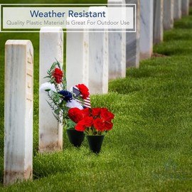 Cemetery Vases for Grave with Spikes Flowers Holder Decorations  Outdoor Memorial Markers Floral Plastic Pot Metal Ground Stakes Medium Set of 12 - Size: Medium, Item Package Quanti: 1