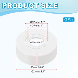 PATIKIL Wall Split Flange 0.8/1/1.3 Inch, 2Pcs 0.8" Thicken Cuttable ABS Round Escutcheon Plate Cover Buckle for Water Pipe Faucet Decoration, White