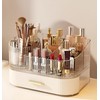 SpaceLuxe Makeup Organizer with Drawers and 360° Rotating Brush Holder,