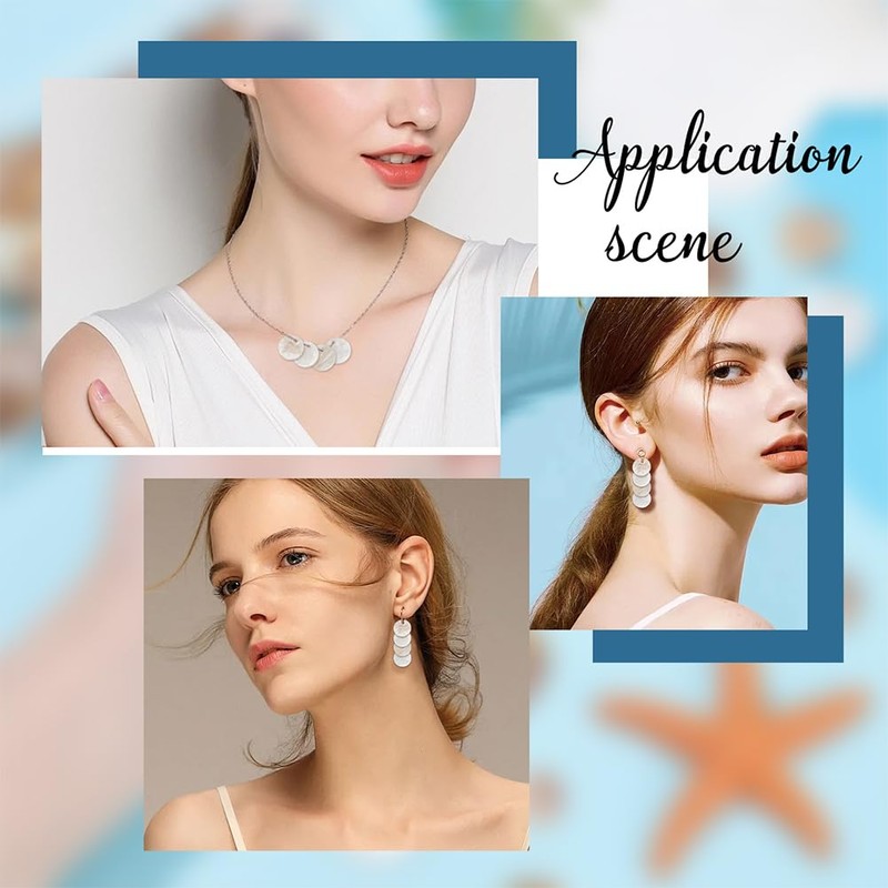 HOBBIESAY 200Pcs Flat Round Shell Charms 12-12.5mm White Capiz Shell