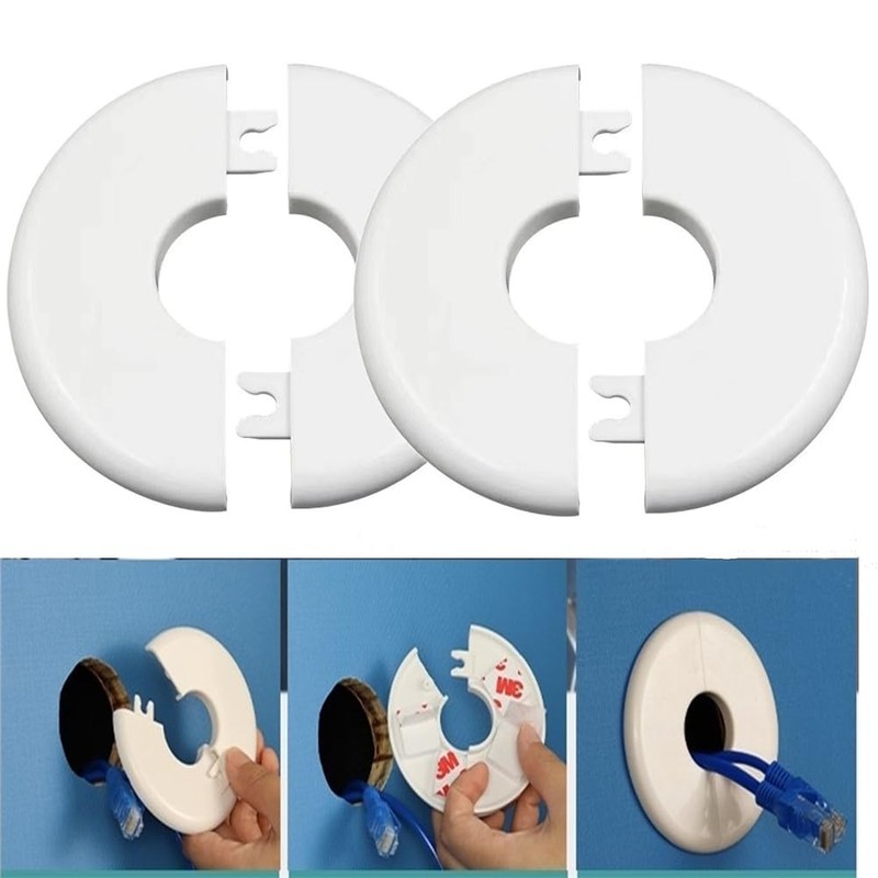 2 pcs Wall Split Flange Self-Adhesive tape Round Escutcheon Various