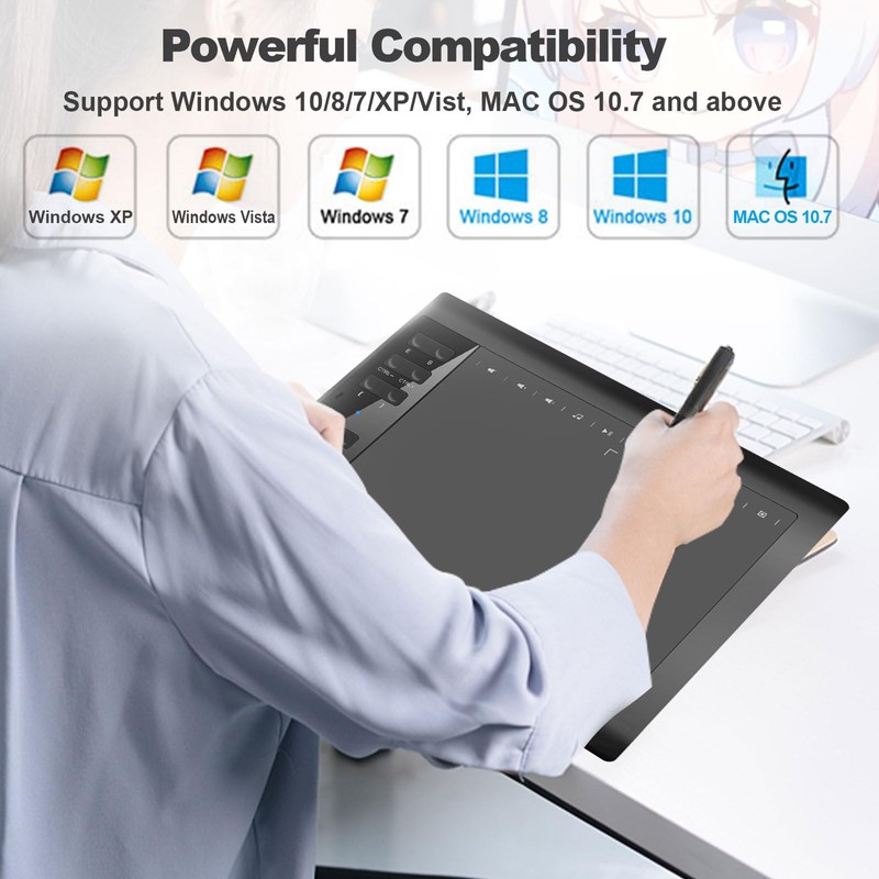 Graphics Drawing Tablet,10x6 inch Digital Writing Tablet with 8192 Levels
