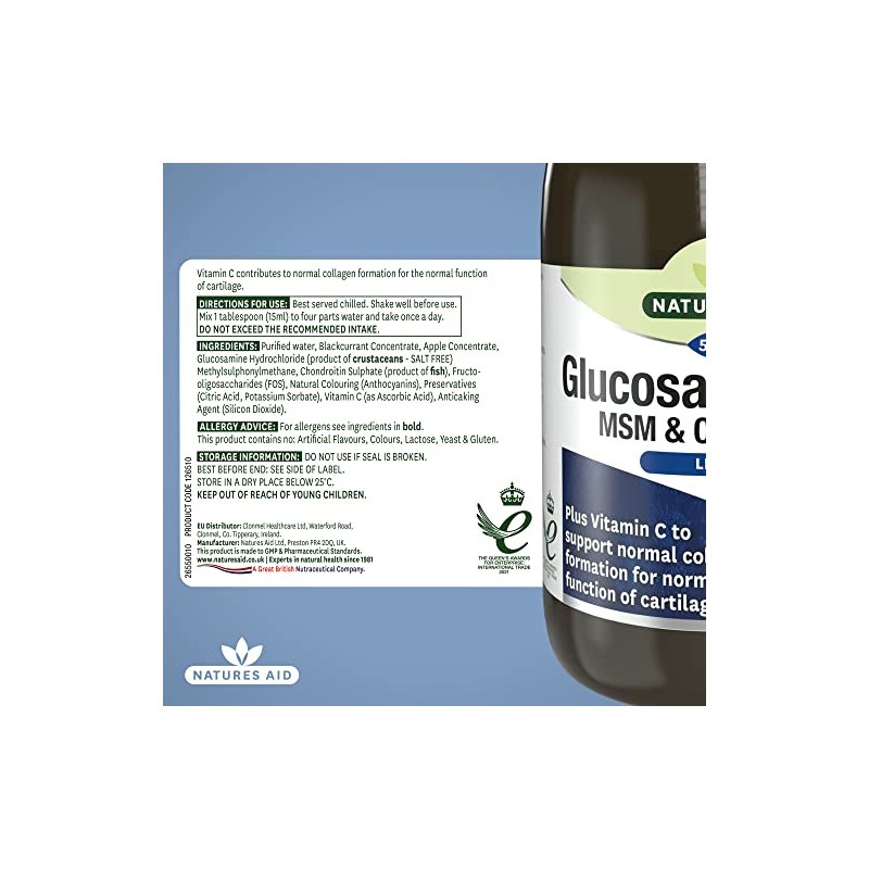 Natures Aid Glucosamine MSM & Chondroitin with Vitamin C Liquid