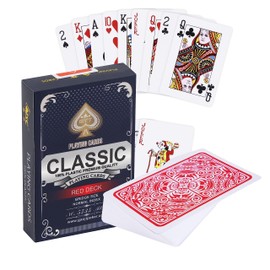Plastic Playing Cards, Waterproof Card Game, Professional Quality, 100% Waterproof Plastic, Luxury Design with Classic Card, German Size, Skat & Poker, Red