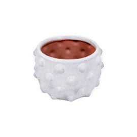 Creative Co-Op White Terracotta Bubbled Design Planter Pot White 6.25 x 4.75