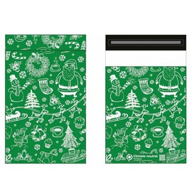 10 X 14 inch (25 Pack) Green Christmas Xmas Poly Postal Self Seal Bags Strong Mailing Bags Postage Packaging Assorted Mailers Posting Shipping Post Parcels Package Bags