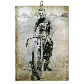 KUSTOM ART Picture Vintage Style Harley Davidson 1920s Collectible Print on Wood Made in Italy Gift Idea