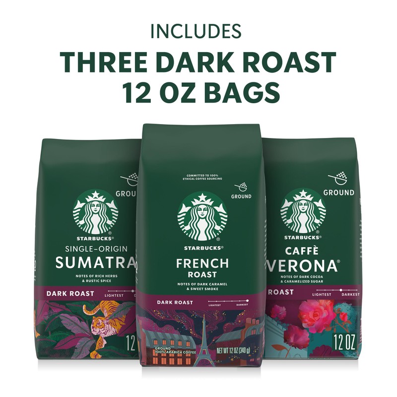 Starbucks Ground Coffee, Dark Roast Hot or Iced Coffee, Variety