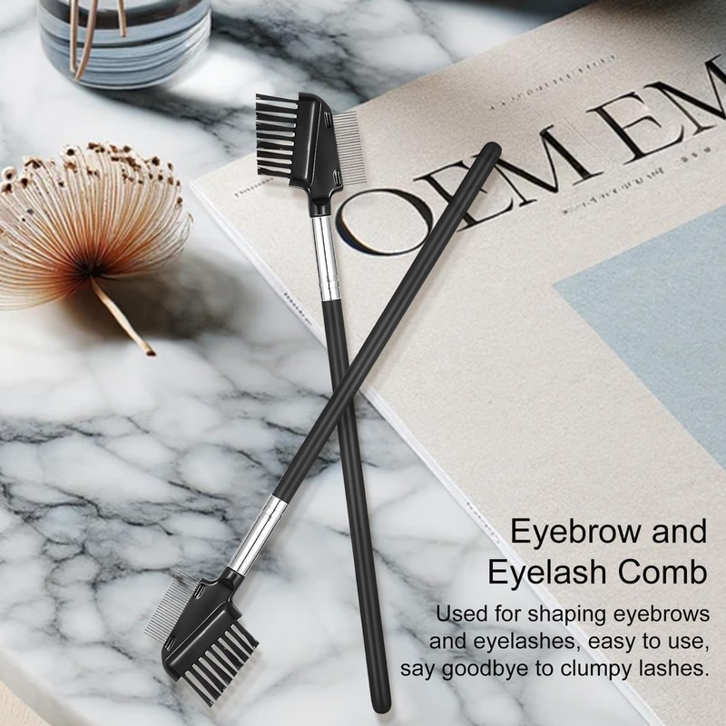 Dual-Sided Eyelash & Eyebrow Spoolie Brush: Reusable Comb with Stainless