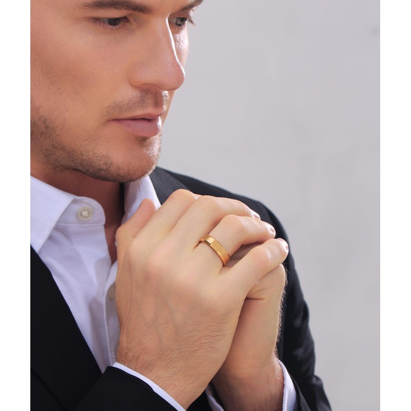 HXNIBATSAR 4mm/6mm/8mm Mens Wedding Tungsten Ring Plated Matte Finish&Polished Beveled