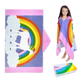 MOEMOE BABY Children's Hooded Towel, Beach Towel, Children's Hooded Bath Towel, 76 x 127 cm, Cotton Beach Towel, Children's Hooded Towel, Children's Bath Poncho, Girls and Boys