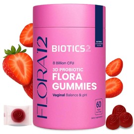 Flora12 Vaginal Probiotics for Women pH Balance Gummies with Prebiotics 8x Billion Probiotics 5x Extracts Saw Palmetto, Dong Quai, Motherwort, Wild Kelp & Yam | Vegan Sugar-Free Gluten-Free, 60 Ct
