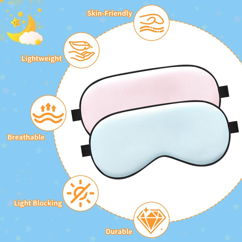 2 Pack Silk Kids Sleep Mask - Soft Skin-Friendly Adjustable
