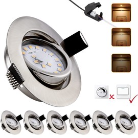 LED Einbaustrahler 3 stufen Dimmbar ultra Flach,3000K Warmweiß Spots,230V 6W 600LM Einbauleuchten,Einbauspots mit 30° Schwenkbar,Deckenspot IP54,Deckenstrahler für Wohnzimmer,Badezimmer,Küche 6er Set