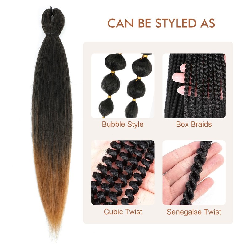 Extensiones de pelo trenzado preestirado, T30, 40.6 cm