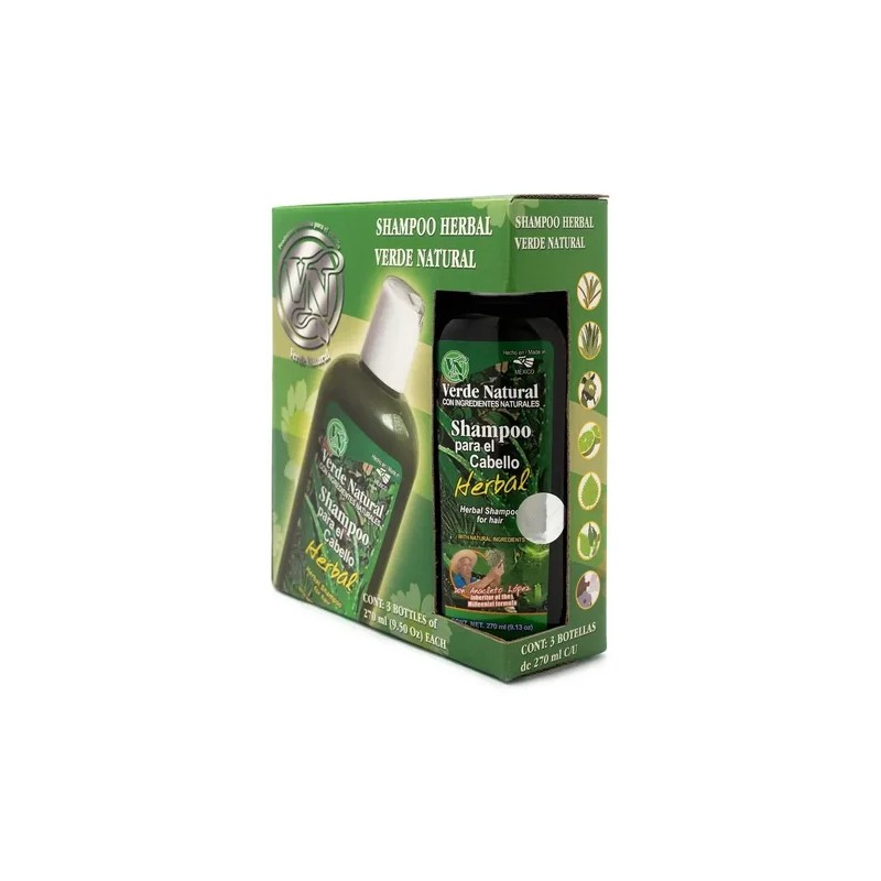 Shampoo Herbal Anti Caída Verde Natural.