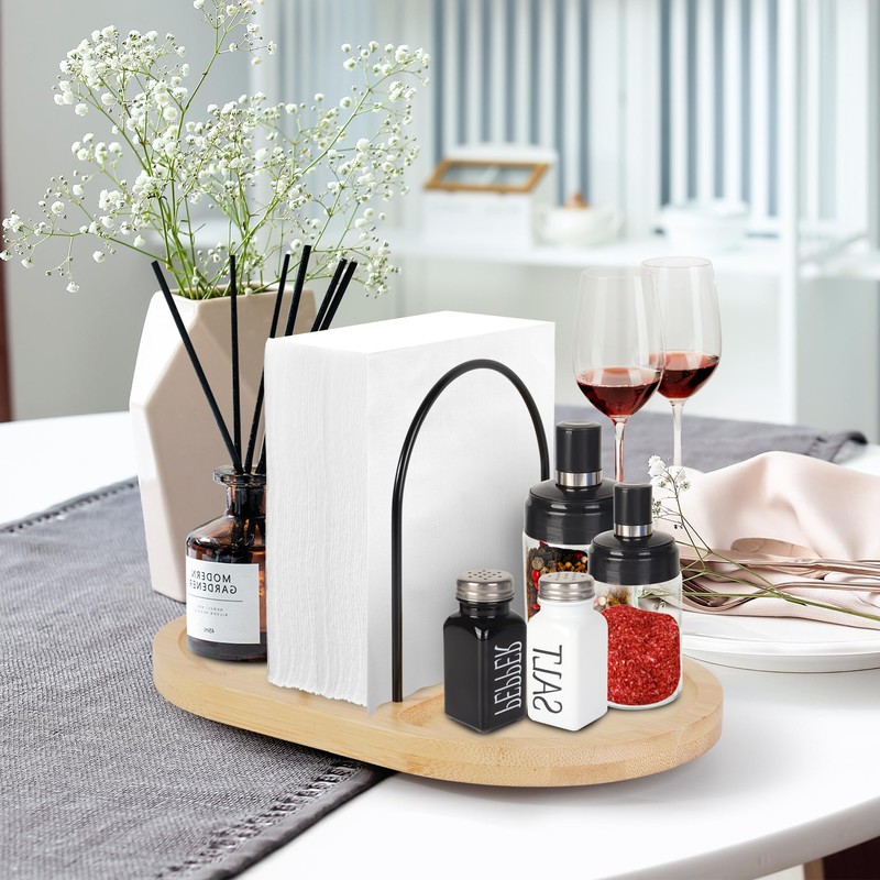 Primo Lines Rotating Napkin Holder for Table with Built-In Space