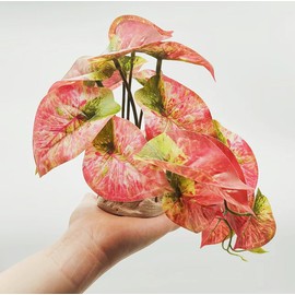 KERUIDENG Reptile Plants for Terrarium Decor,Amphibian Habitat Decor, Bearded Dragon Tank Accessories,Artificial Plants for Gecko Chameleon Snake Tortoise with Base (Arrowhead)