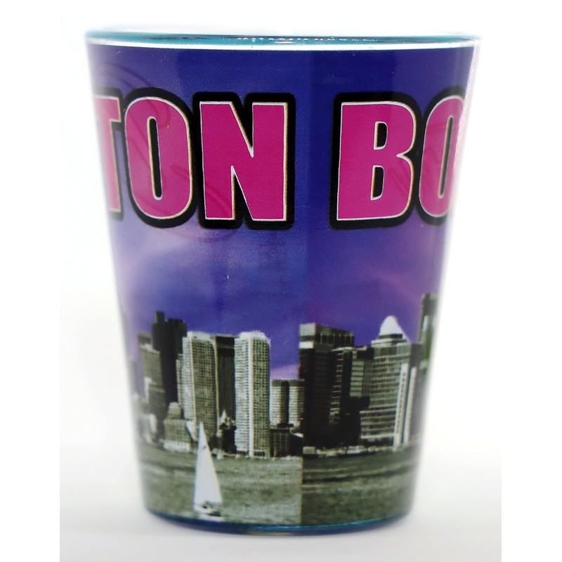 Boston Massachusetts Purple Grey Skyline Outside Blue Skyline Inside Shot