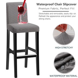 KELUINA Bar Chair Stool Covers, Stretch Removable Washable Chair Slipcover for Short Rotating Dining Chair Back Chair Bar Stool Chair (Light Grey, Set of 4)