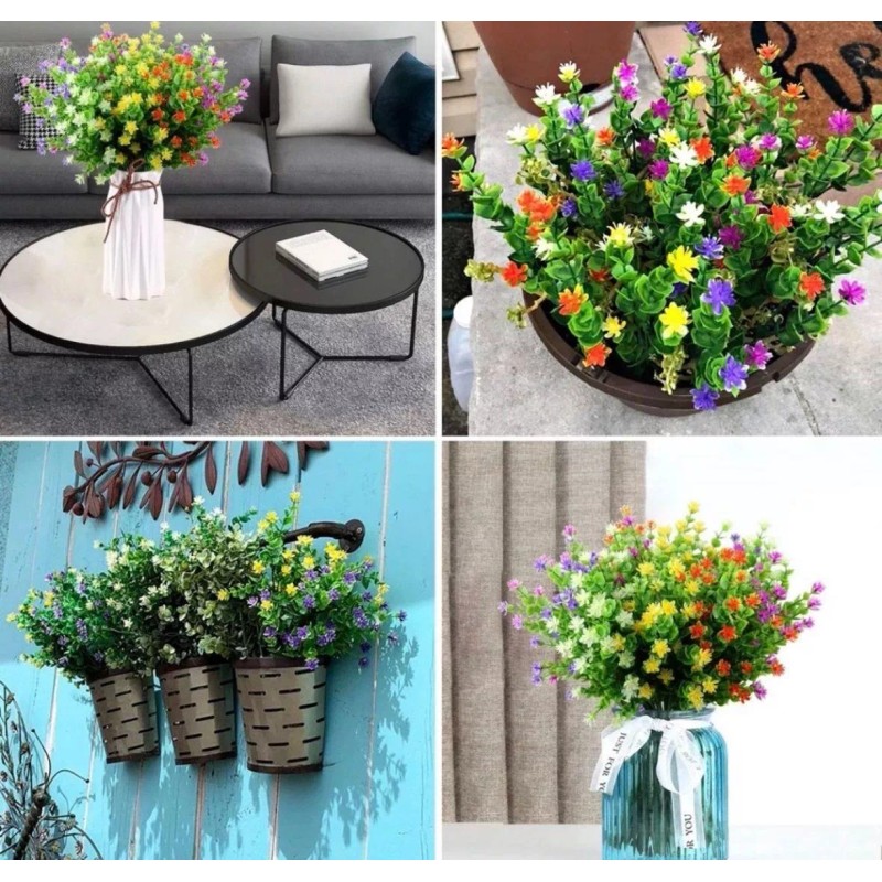 ARTIMATIC Plantas Artificiales 10 Pcs Decoración 33 Cm Con Flores