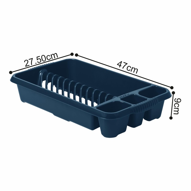 Set of 2 Navy Blue Plastic Medium Dish Drainer with