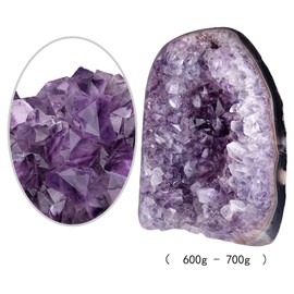 Nupuyai Natural Amethyst Crystal Quartz Cluster, Mineral Geode Druzy Specimen Stone for Reiki Healing Home Decoration (600-700g)