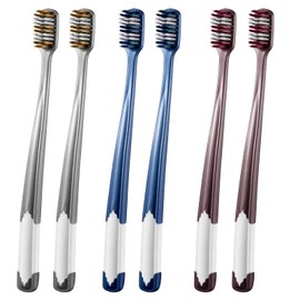 Fregum 8811 Soft Toothbrushes for Adults, Double Cleaning Power, Spiral Bristles + Medium Soft Bristles, 6 Count