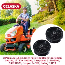 GELASKA 2 Pack 532196106 Husqvarna Idler Pulley Replace 532197379 Husqvarna Idler Pulley, 196106 Idler Pulley Craftsman 197379, 496106 for Husqvarna Z254, Lgt2654, Yth20K46, Yth22V46, Yth2348 Tractors