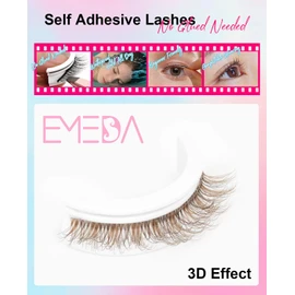 Brown Self Adhesive Glueless Lashes - False Eyelashes Waterproof Natural Pre-glued Press on Lashes Easy Eyelashes for Beginners Fake LashesStrips by EMEDA(Brown 864)