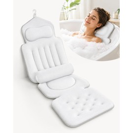 Full Body Bath Pillow for Tub, Inflatable Bathtub Pillow Mat with Headrest, Back Support, Seat & Footrest, Luxury Spa Bath Cushion for Relaxation, Home Self Care Gift for Women & Adults