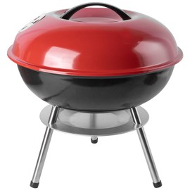 Charcoal Grill: Kettle Grill - 14 "portable outdoor grill with 3-point locking lid and dual ventilation system | perfect for backyard, camping and beach, red (14)